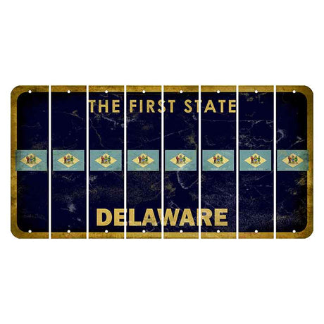 Delaware The First State Cut License Plate Strips (Set of 8) Star Fish