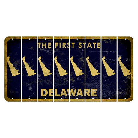 Delaware The First State Cut License Plate Strips (Set of 8) State Flag