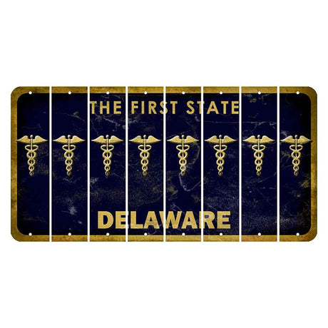 Delaware The First State Cut License Plate Strips (Set of 8) Caduceus
