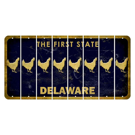 Delaware The First State Cut License Plate Strips (Set of 8) Chicken