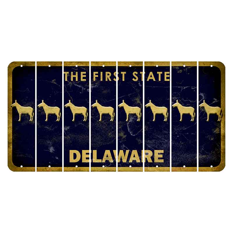 Delaware The First State Cut License Plate Strips (Set of 8) Donkey