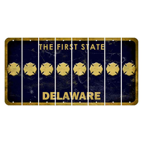 Delaware The First State Cut License Plate Strips (Set of 8) Fire Badge