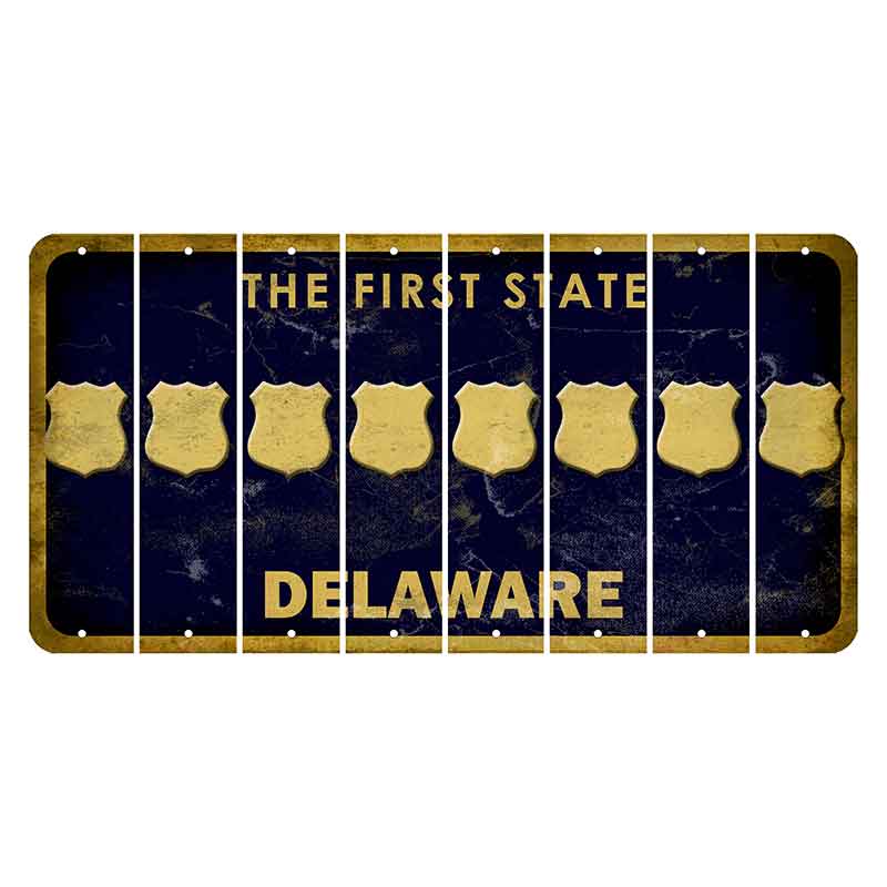 Delaware The First State Cut License Plate Strips (Set of 8) Pizza