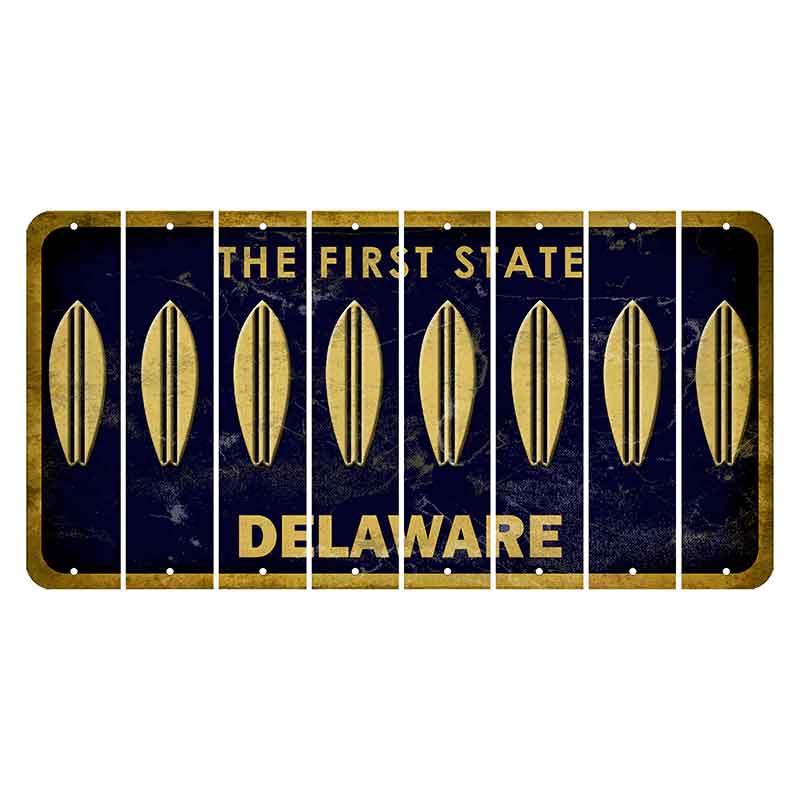 Delaware The First State Cut License Plate Strips (Set of 8) Submachine Gun