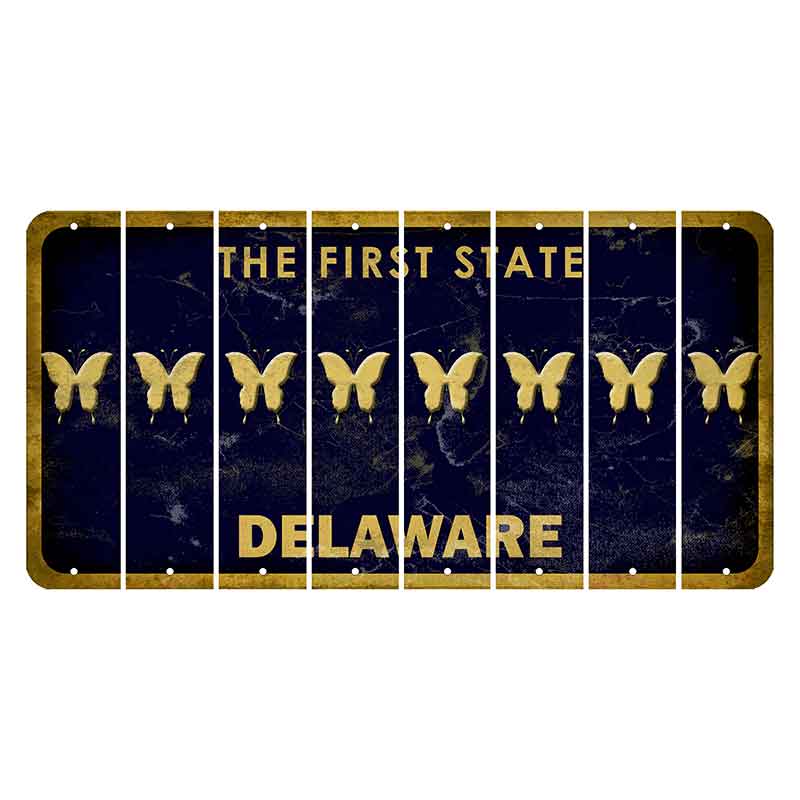 Delaware The First State Cut License Plate Strips (Set of 8) Butterfly