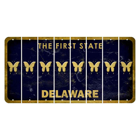 Delaware The First State Cut License Plate Strips (Set of 8) Butterfly