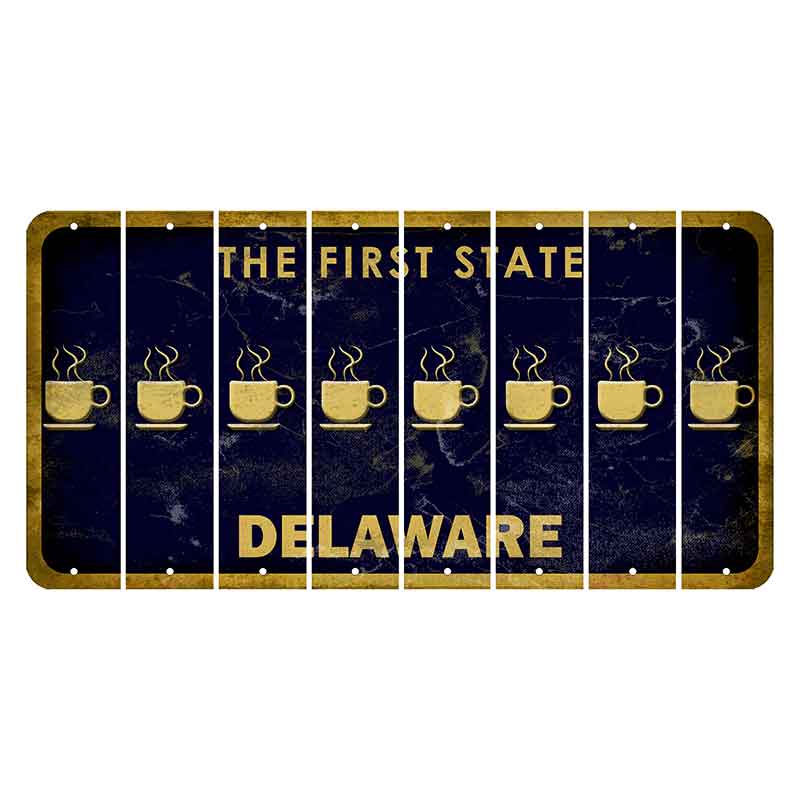 Delaware The First State Cut License Plate Strips (Set of 8) Coffee Mug