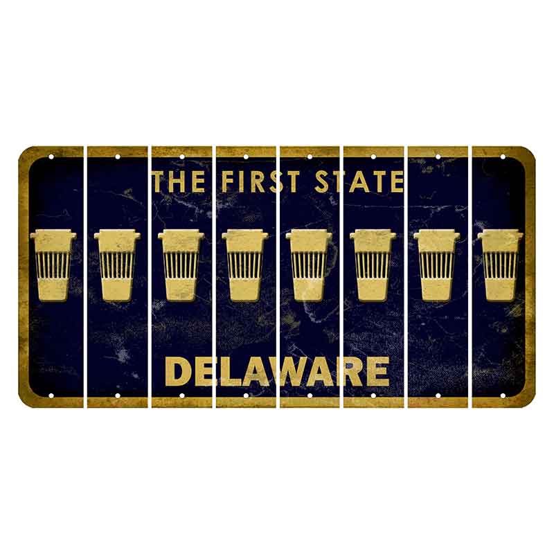 Delaware The First State Cut License Plate Strips (Set of 8) Lantern
