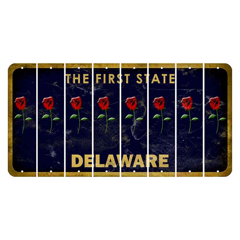 Delaware The First State Cut License Plate Strips (Set of 8) Radioactive