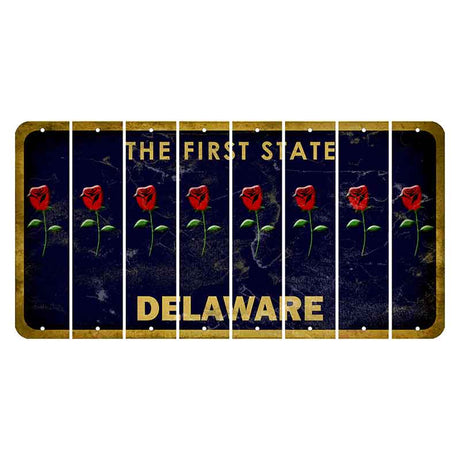 Delaware The First State Cut License Plate Strips (Set of 8) Radioactive