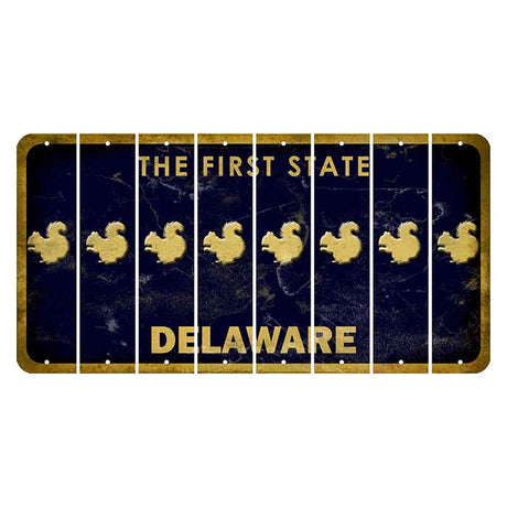 Delaware The First State Cut License Plate Strips (Set of 8) Spider