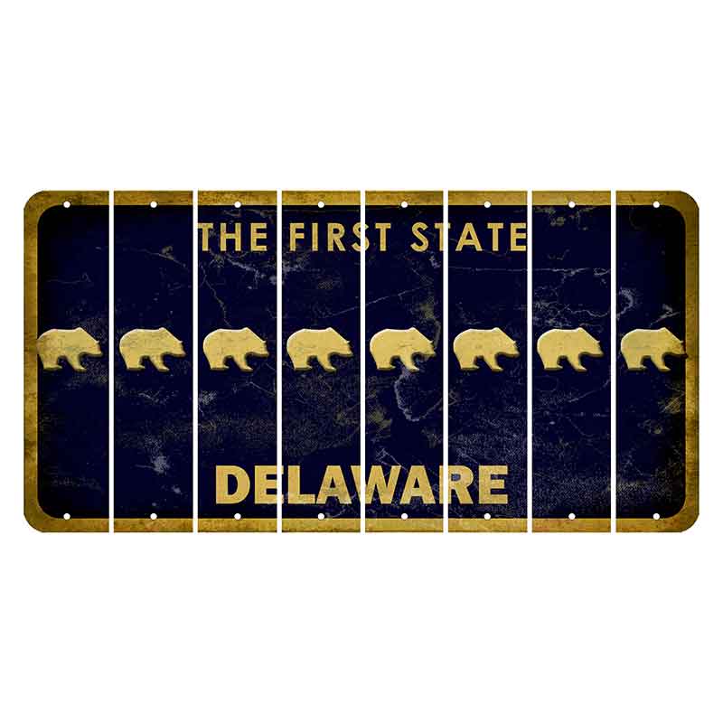 Delaware The First State Cut License Plate Strips (Set of 8) Bear