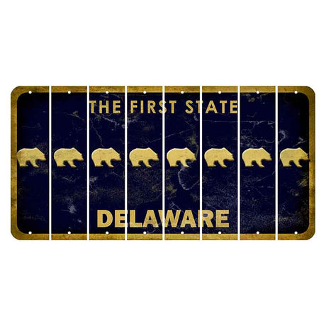 Delaware The First State Cut License Plate Strips (Set of 8) Bear
