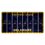 Delaware The First State Cut License Plate Strips (Set of 8) Wine Glass