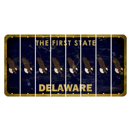 Delaware The First State Cut License Plate Strips (Set of 8) Bald Eagle