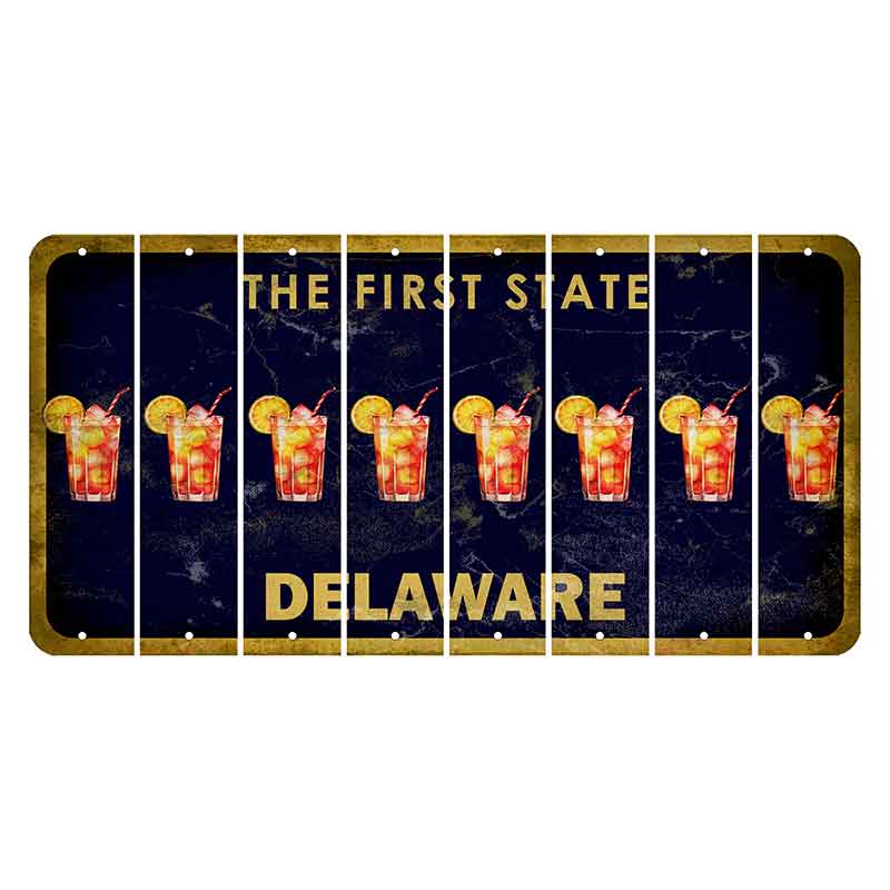 Delaware The First State Cut License Plate Strips (Set of 8) Cocktail