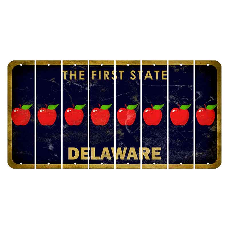 Delaware The First State Cut License Plate Strips (Set of 8) Apple