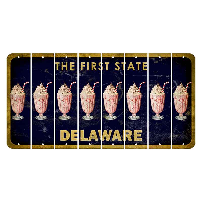 Delaware The First State Cut License Plate Strips (Set of 8) Middle Finger