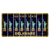 Delaware The First State Cut License Plate Strips (Set of 8) State Silhouette