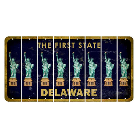 Delaware The First State Cut License Plate Strips (Set of 8) State Silhouette