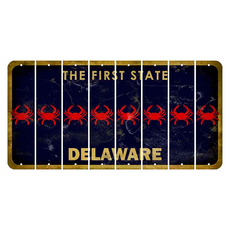 Delaware The First State Cut License Plate Strips (Set of 8) Crab