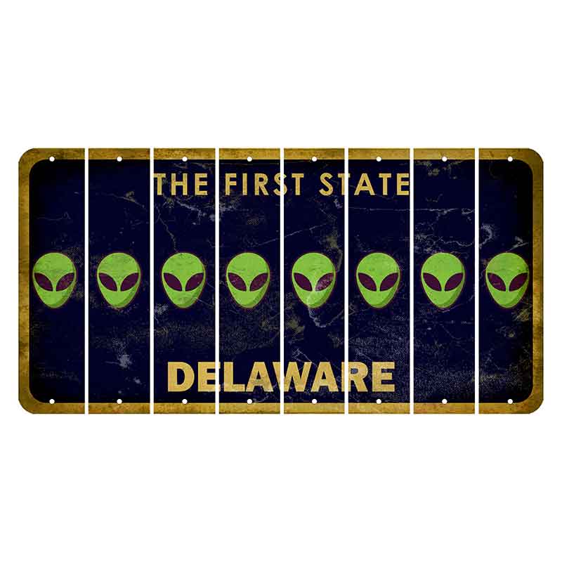 Delaware The First State Cut License Plate Strips (Set of 8) Alien