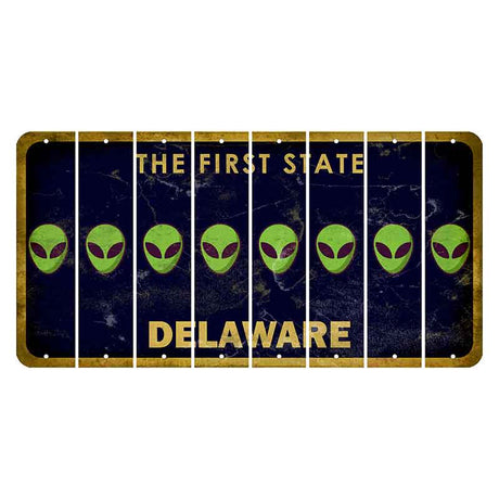 Delaware The First State Cut License Plate Strips (Set of 8) Alien
