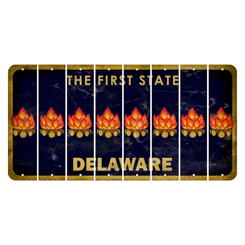 Delaware The First State Cut License Plate Strips (Set of 8) Campfire