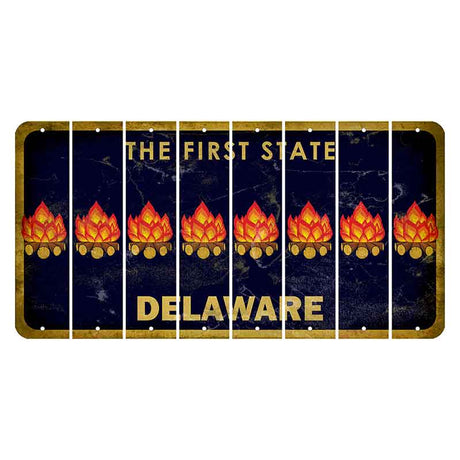 Delaware The First State Cut License Plate Strips (Set of 8) Campfire