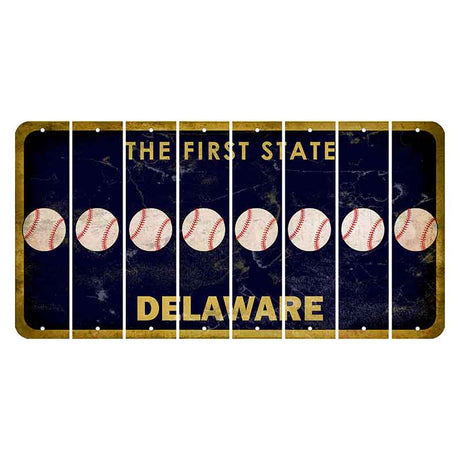 Delaware The First State Cut License Plate Strips (Set of 8) Baseball