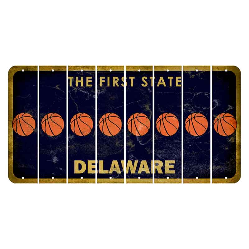Delaware The First State Cut License Plate Strips (Set of 8) Basketball