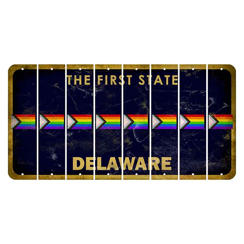 Delaware The First State Cut License Plate Strips (Set of 8) Latte