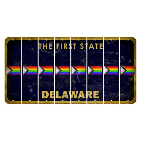 Delaware The First State Cut License Plate Strips (Set of 8) Latte