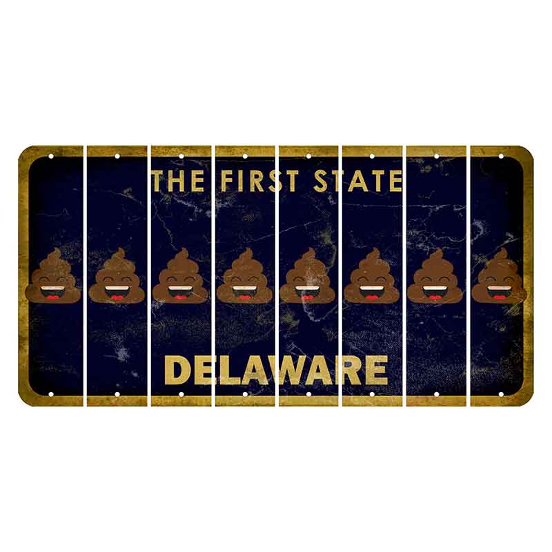 Delaware The First State Cut License Plate Strips (Set of 8) Emoji - Poop