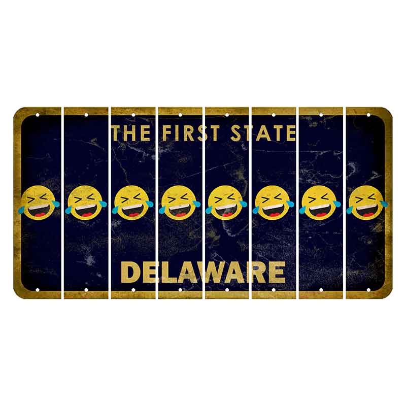 Delaware The First State Cut License Plate Strips (Set of 8) Emoji - Laughing