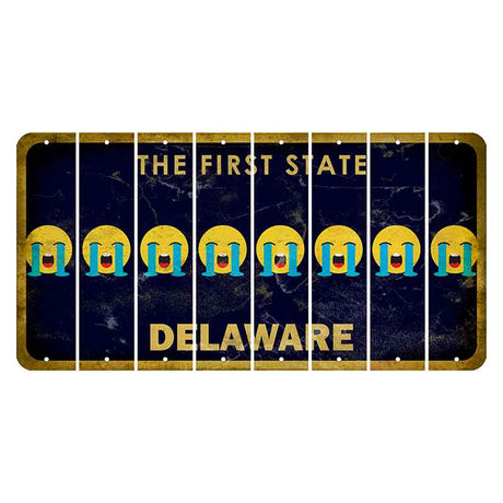 Delaware The First State Cut License Plate Strips (Set of 8) Emoji - Crying