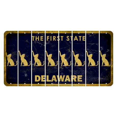 Delaware The First State Cut License Plate Strips (Set of 8) Cat