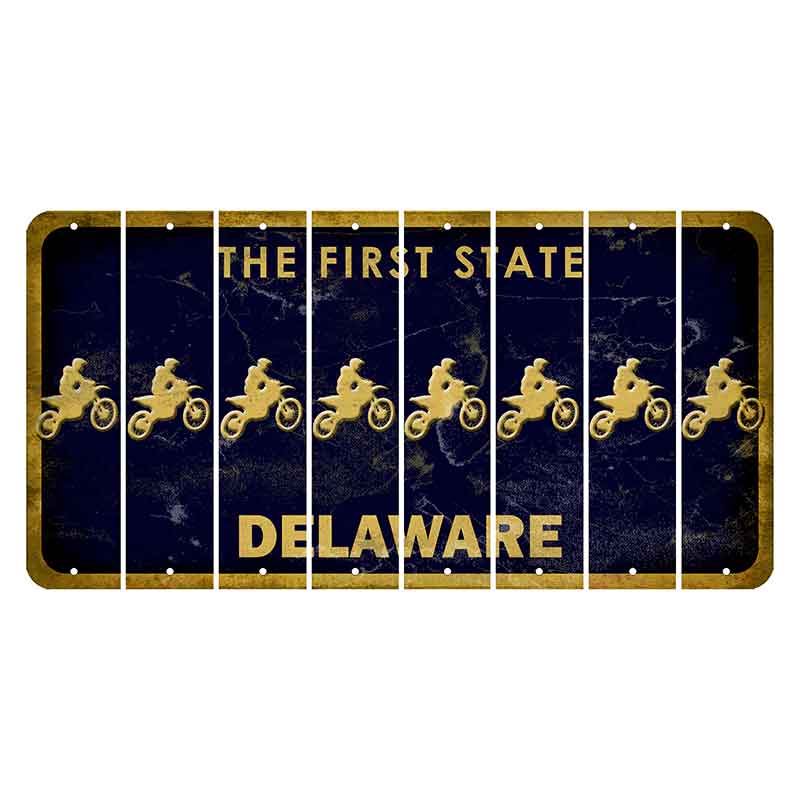 Delaware The First State Cut License Plate Strips (Set of 8) Dirtbike Rider
