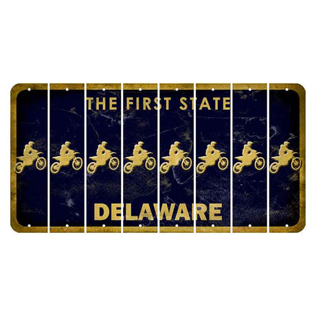 Delaware The First State Cut License Plate Strips (Set of 8) Dirtbike Rider