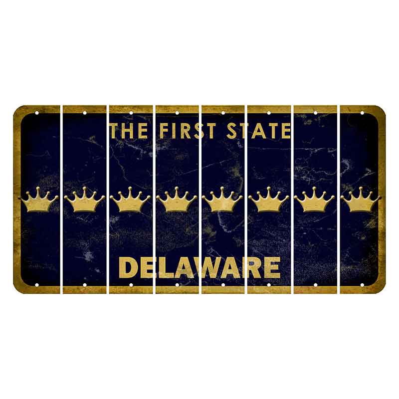 Delaware The First State Cut License Plate Strips (Set of 8) Crown