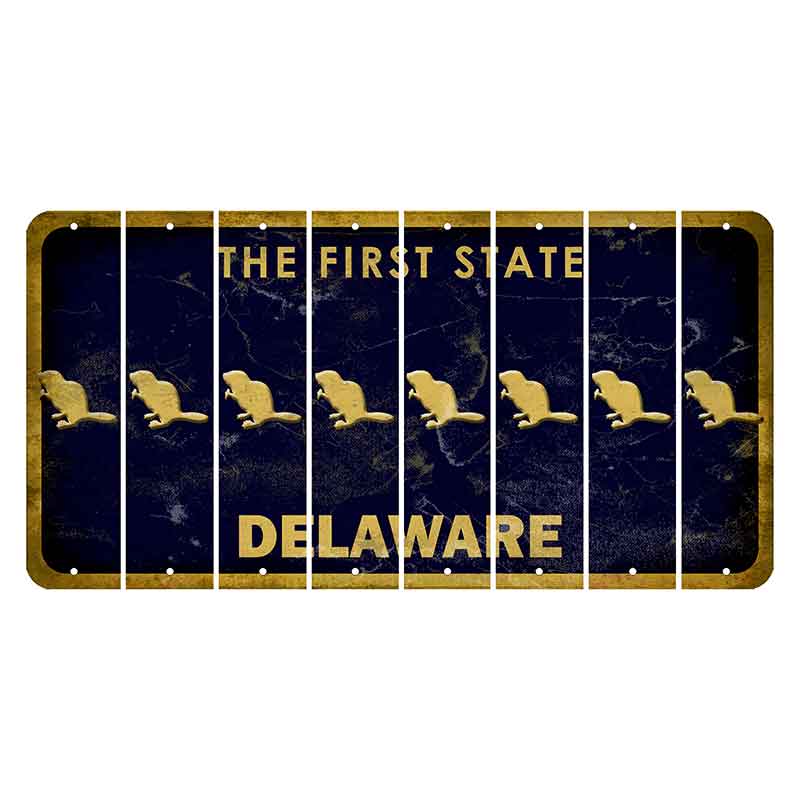 Delaware The First State Cut License Plate Strips (Set of 8) Beaver