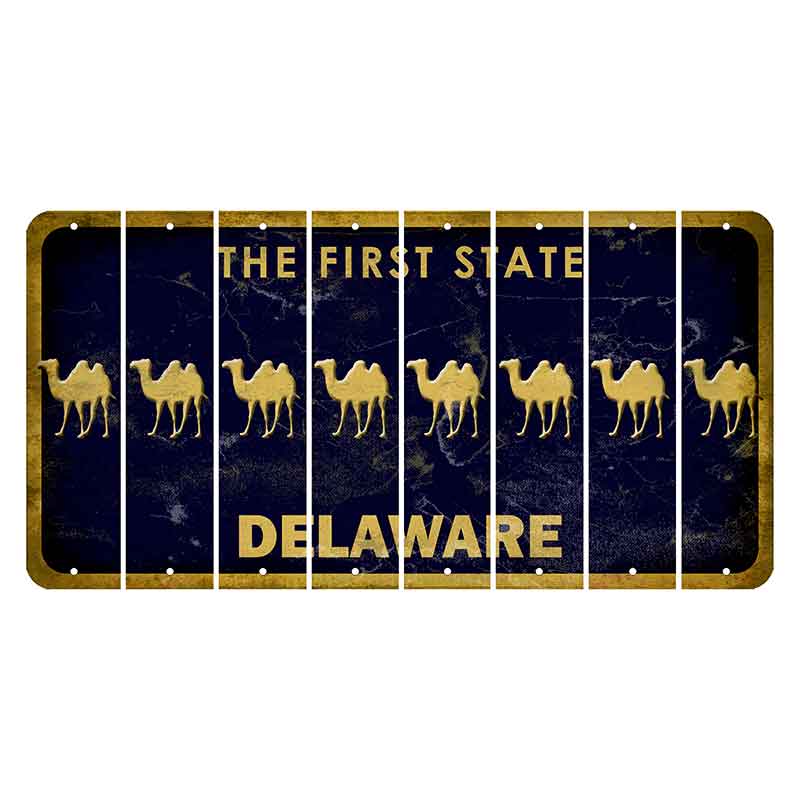 Delaware The First State Cut License Plate Strips (Set of 8) Camel