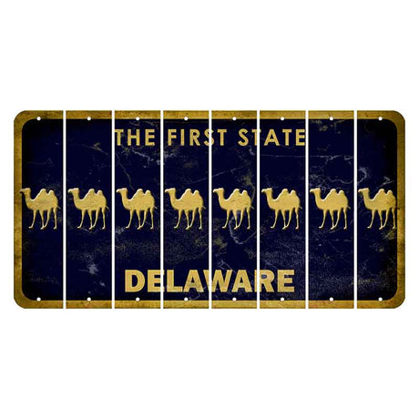Delaware The First State Cut License Plate Strips (Set of 8) Camel