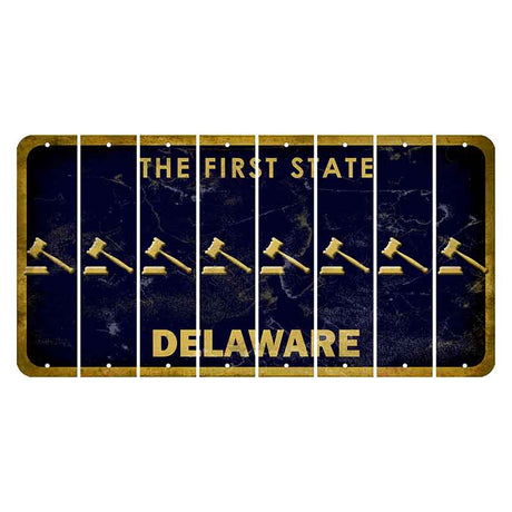 Delaware The First State Cut License Plate Strips (Set of 8) Gavel