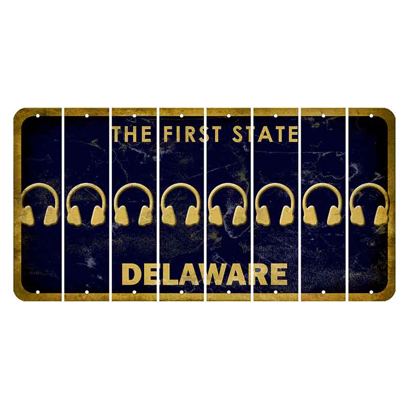 Delaware The First State Cut License Plate Strips (Set of 8) Headphones