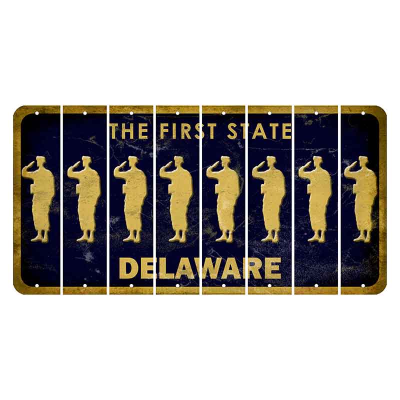 Delaware The First State Cut License Plate Strips (Set of 8) Soldier - Running