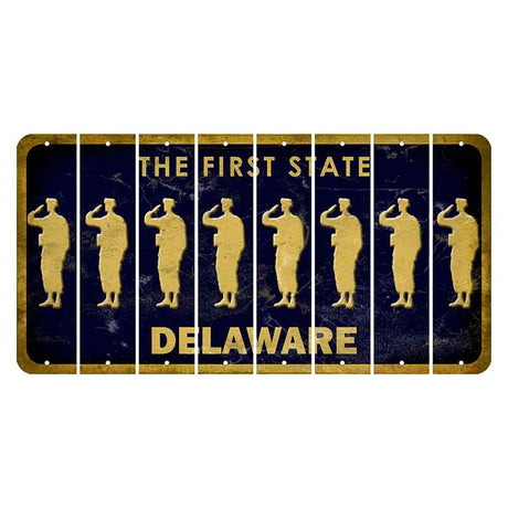 Delaware The First State Cut License Plate Strips (Set of 8) Soldier - Running