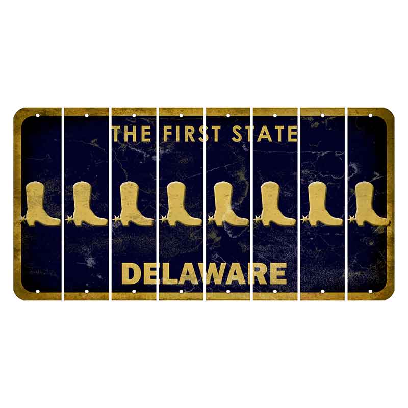 Delaware The First State Cut License Plate Strips (Set of 8) Cowboy Boot
