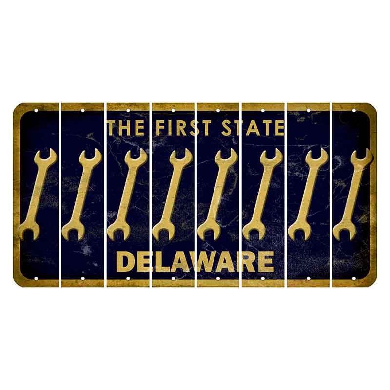 Delaware The First State Cut License Plate Strips (Set of 8) Wrecking Ball Crane