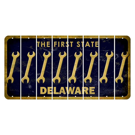 Delaware The First State Cut License Plate Strips (Set of 8) Wrecking Ball Crane
